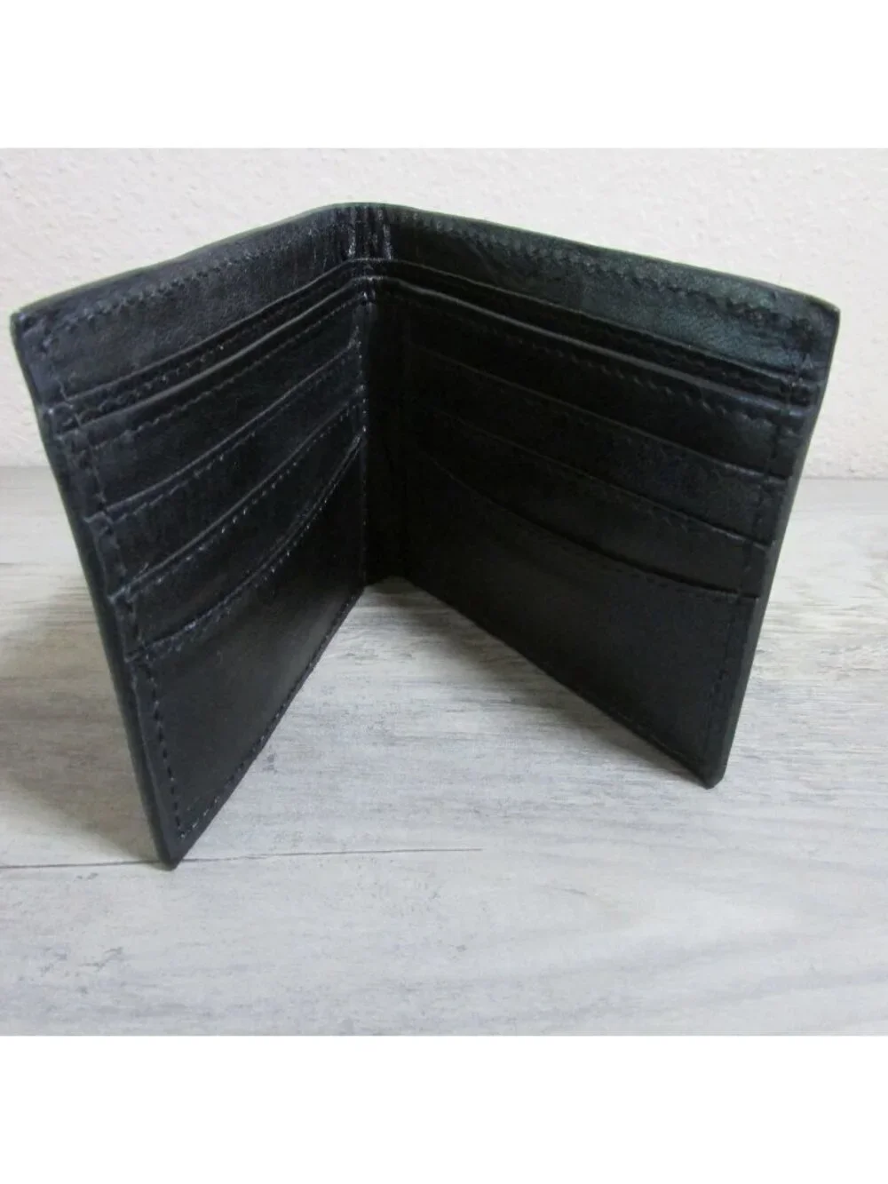 Leather Tooled & Aztec Beaded Men's Bifold Wallet - Blue